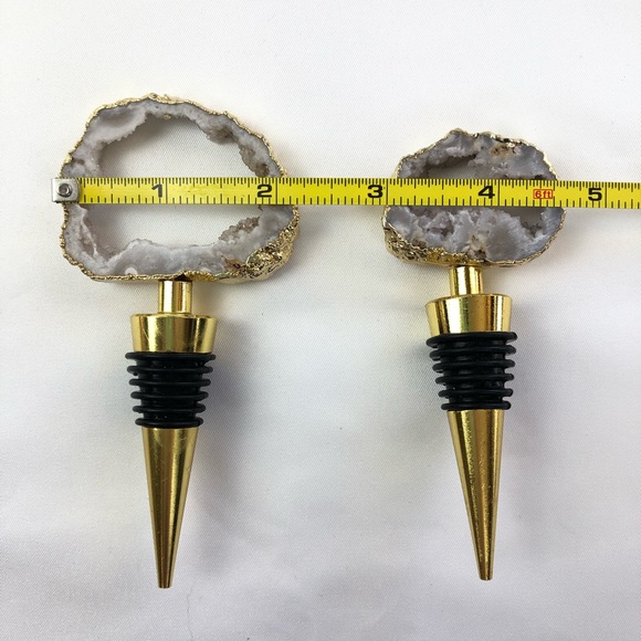 Clear Crystal Quartz Druzy Geode gold plated wine bottle stopper topper stone - Picture 12 of 13
